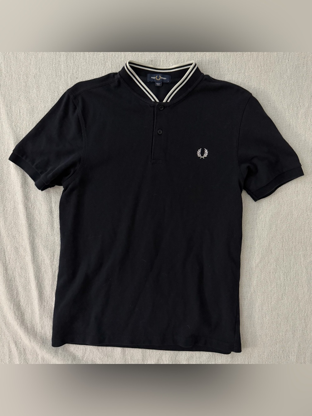 Fred Perry Navy Polo with White Twin-Tip Collar